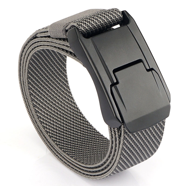 Men Casual Fashion Stretch Woven Quick Buckle Belt, Length: 125cm(Twill gray)