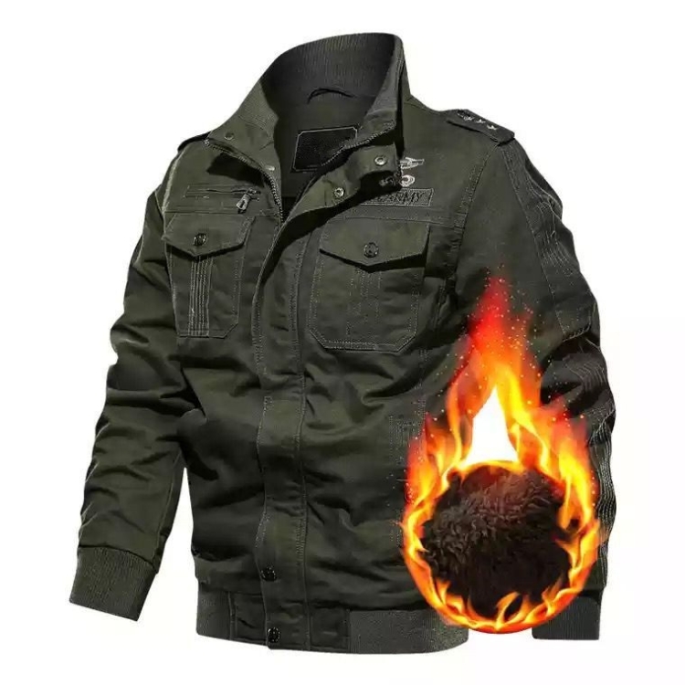 Men Casual Slim Plus Velvet Jacket (Color:Green Size:XXXXXXL)