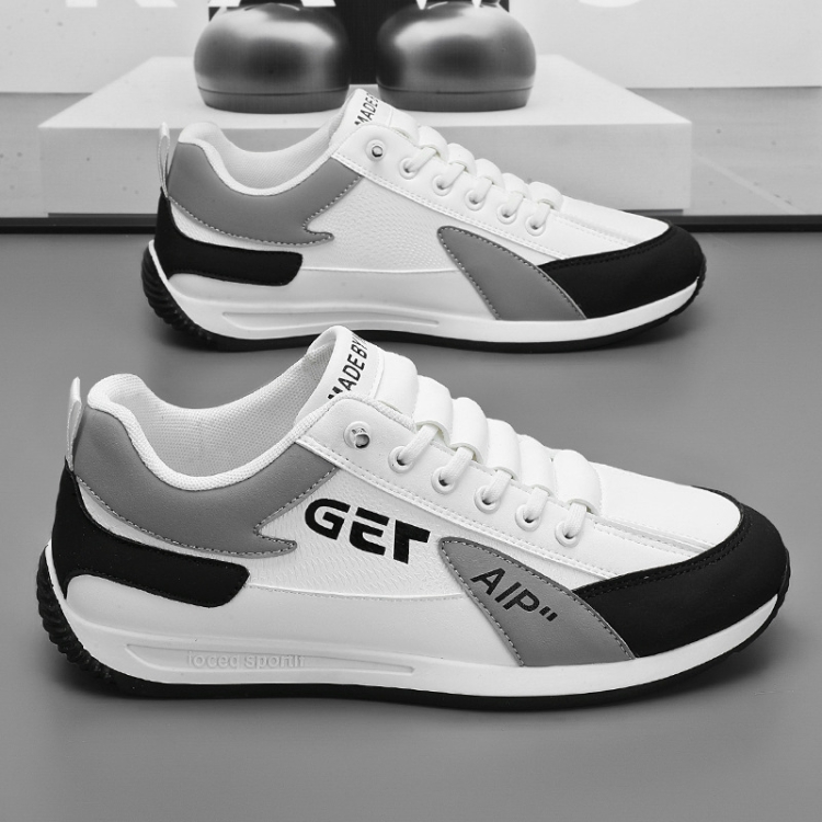 Men Casual Sneakers Lace Up Running Shoes Trendy Sports Shoes, Size: 39(White)