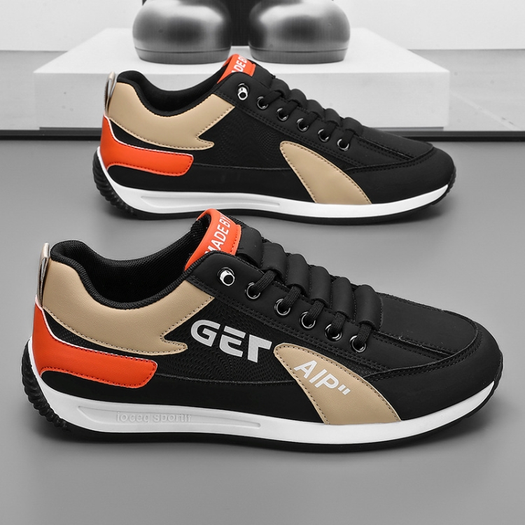 Men Casual Sneakers Lace Up Running Shoes Trendy Sports Shoes, Size: 40(Black)