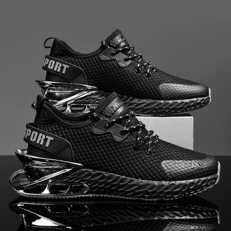 Men Casual Sneakers Tide Luxury Shoes Trainer Breathable Running Shoes, Size: 41(Black Silver)