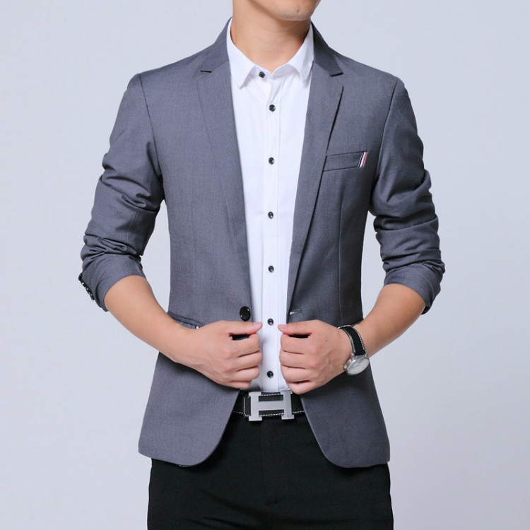 Men Casual Suit Self-cultivation Business Blazer, Size: S(Gray)