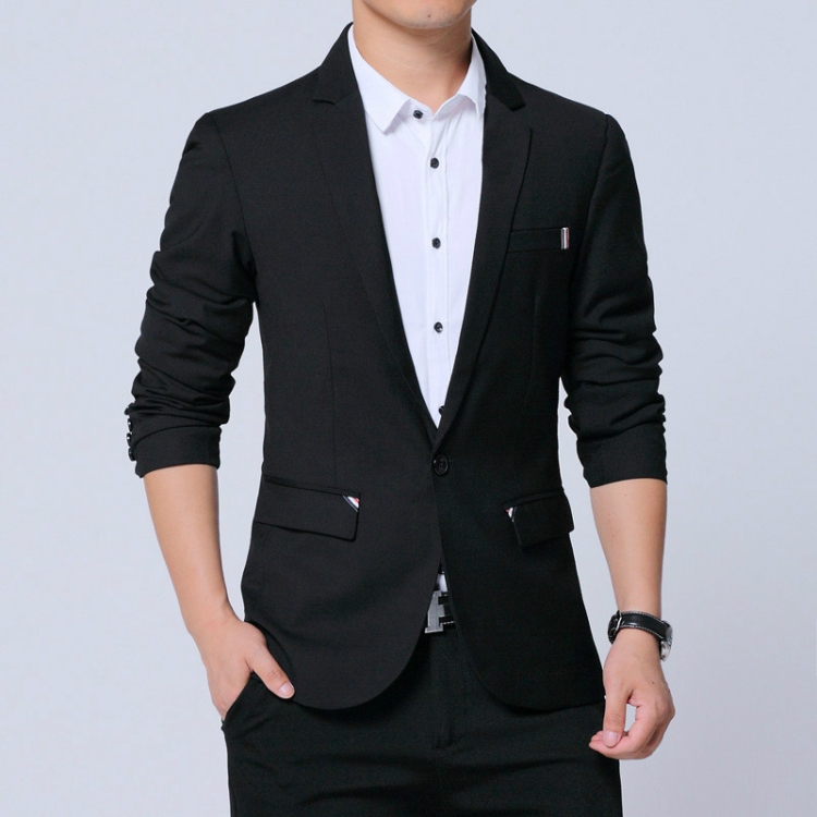 Men Casual Suit Self-cultivation Business Blazer, Size: XL(Black)