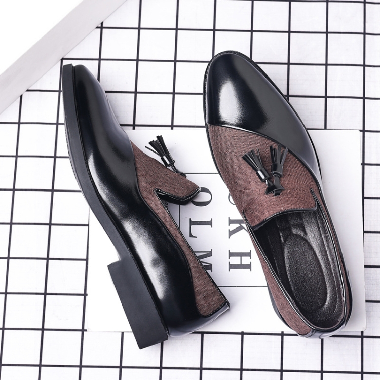 Men Dress Shoes Casual Business Formal Leather Shoes Trend Versatile Loafers, Size: 42(Coffee)