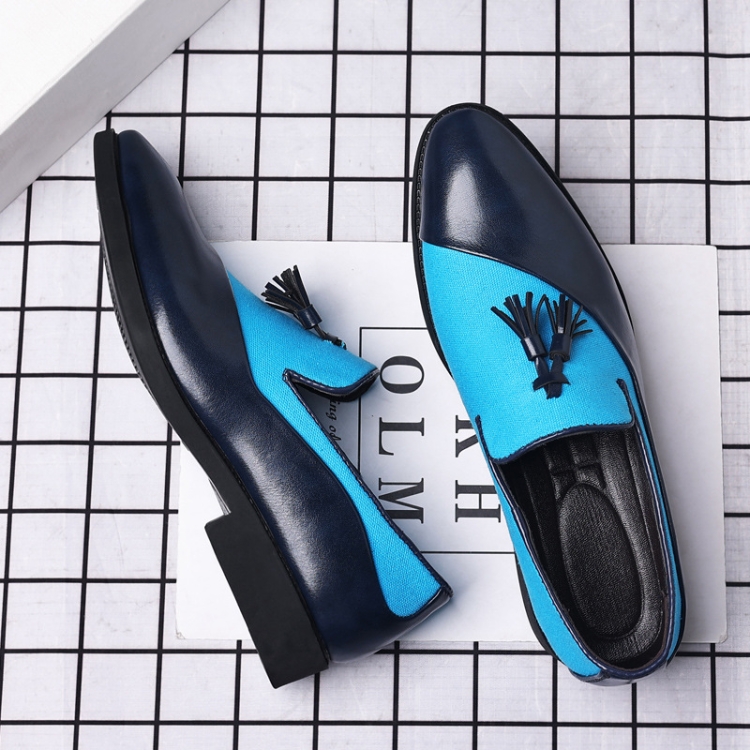 Men Dress Shoes Casual Business Formal Leather Shoes Trend Versatile Loafers, Size: 44(Blue)