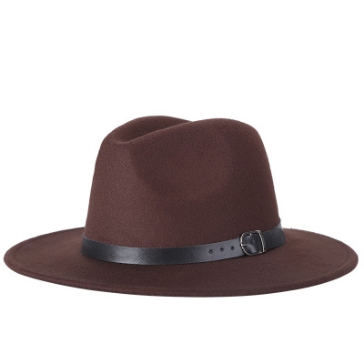 Men Fedoras Women Jazz Hat Black Woolen Blend Cap Outdoor Casual Hat(Coffe)