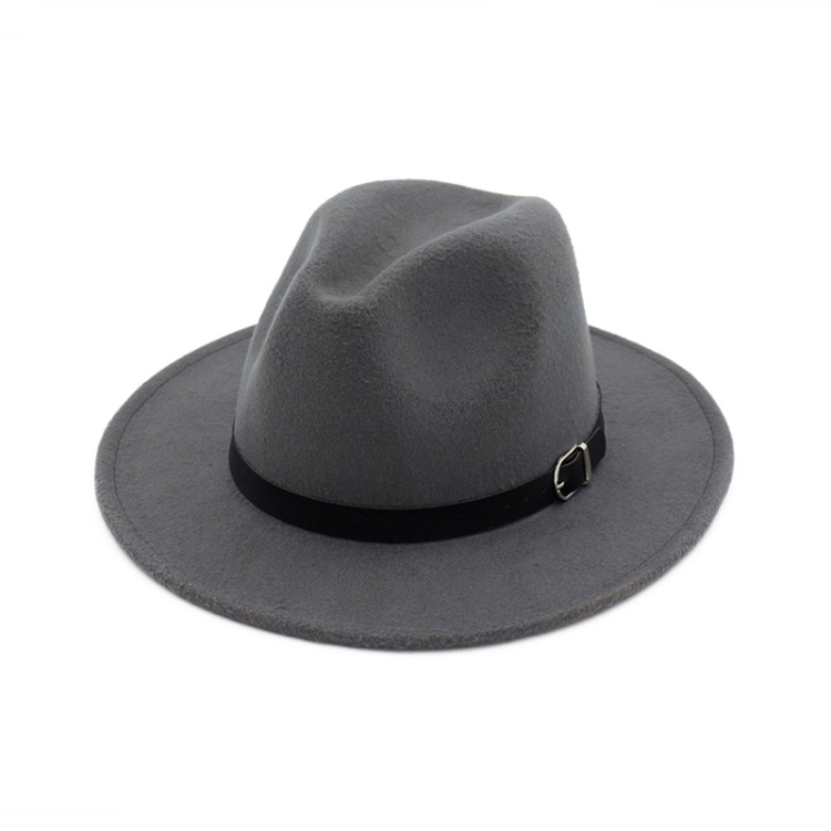 Men Fedoras Women Jazz Hat Black Woolen Blend Cap Outdoor Casual Hat(Gray)