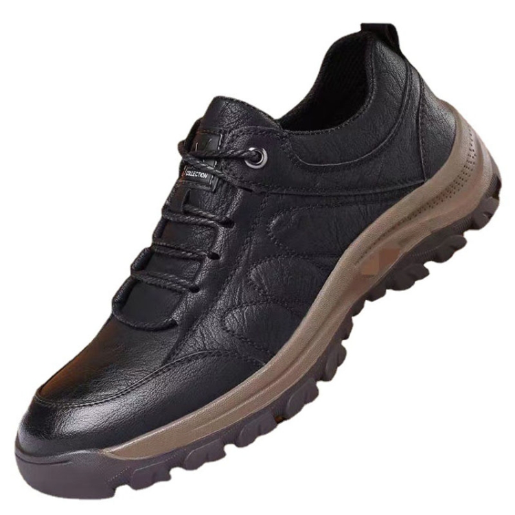 Men Leather Casual Shoes Non-slip Outdoor Hiking Shoes, Size: 40(Black)