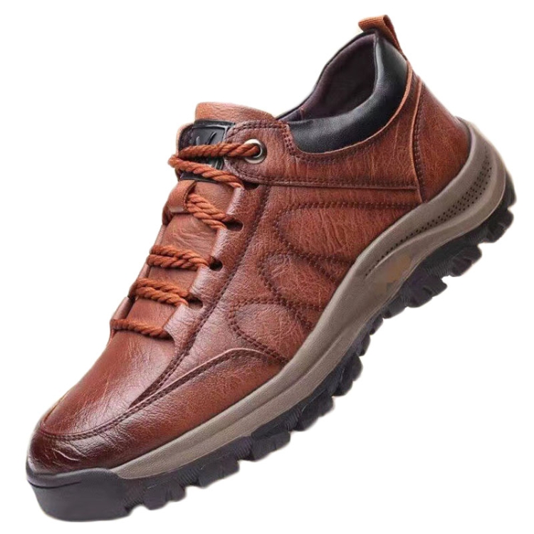 Men Leather Casual Shoes Non-slip Outdoor Hiking Shoes, Size: 46(Coffee)