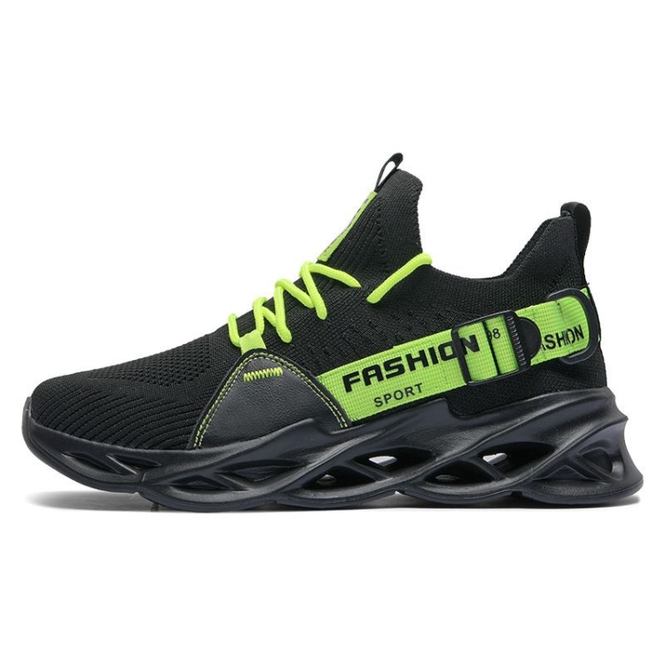 Men Light Breathable Casual Shoes Comfortable Mesh Sneakers Running Shoes, Size: 37(Black Green)