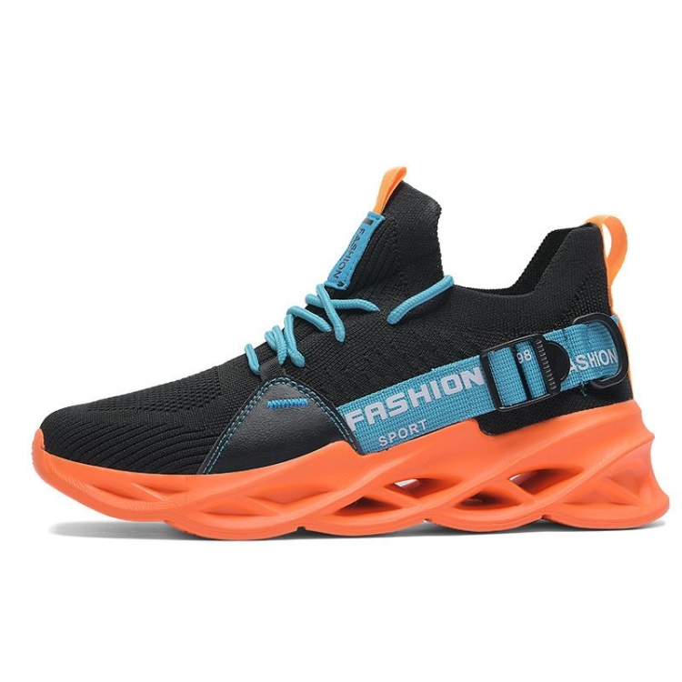 Men Light Breathable Casual Shoes Comfortable Mesh Sneakers Running Shoes, Size: 45(Black Orange)