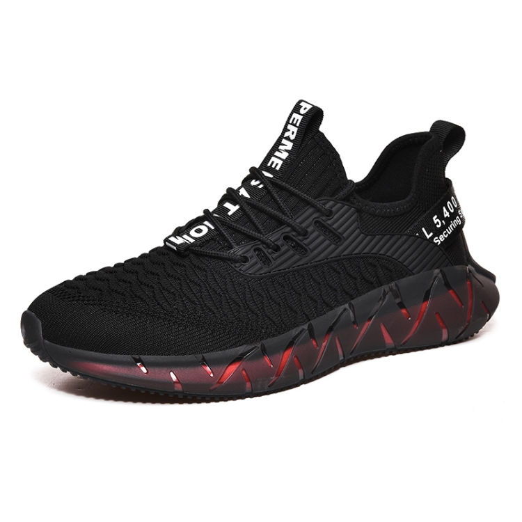 Men Lightweight Breathable Mesh Sneakers Flying Woven Casual Running Shoes, Size: 42(Black)