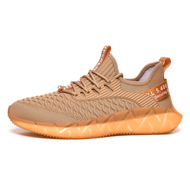 Men Lightweight Breathable Mesh Sneakers Flying Woven Casual Running Shoes, Size: 43(Terracotta Colour)