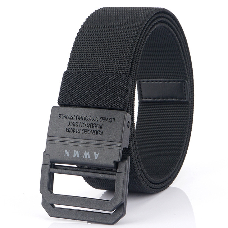 Men Lightweight Metal Free Casual Elastic Belt, Length: 120cm(Plain Weave Black)