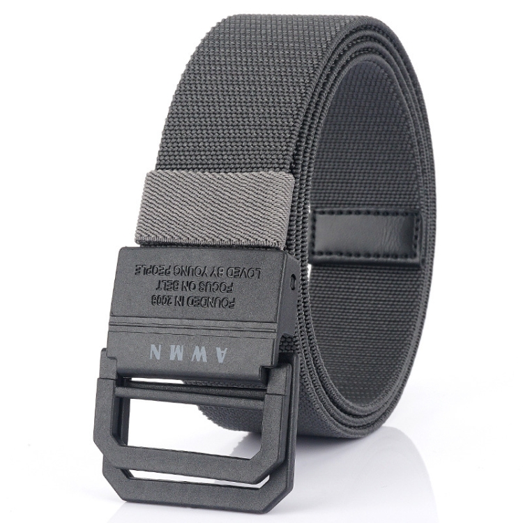 Men Lightweight Metal Free Casual Elastic Belt, Length: 120cm(Plain Weave Dark Gray)