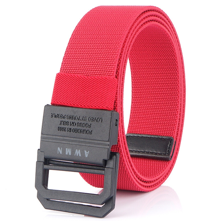 Men Lightweight Metal Free Casual Elastic Belt, Length: 120cm(Plain Weave Red)