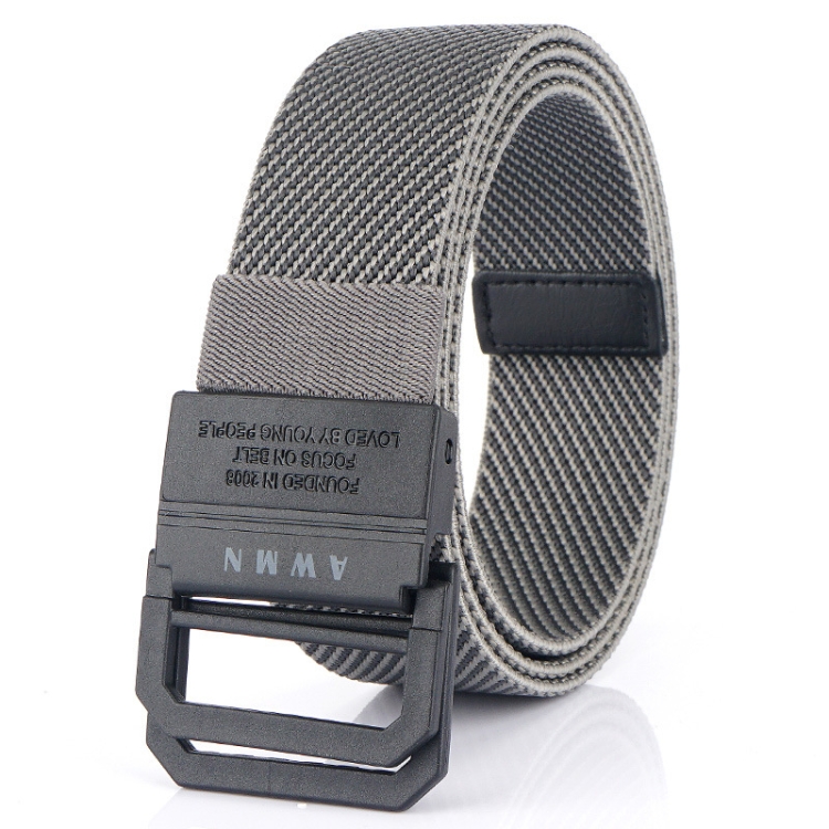 Men Lightweight Metal Free Casual Elastic Belt, Length: 120cm(Twill Gray)