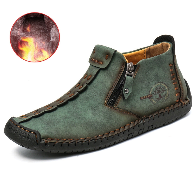 Men Martin Boots Large Size Boots Leisure Tooling Boots, Size: 46(Ink Green Plus Velvet)