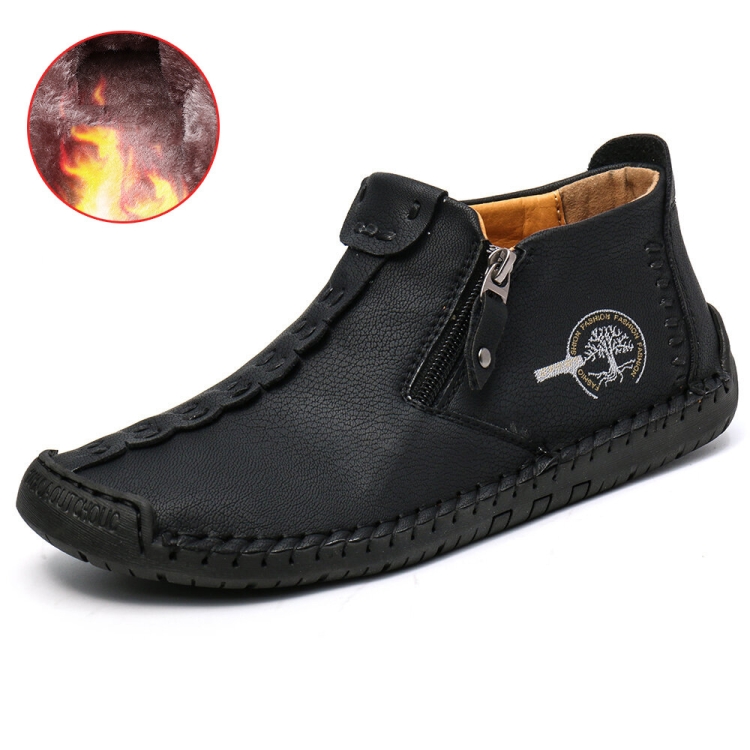 Men Martin Boots Large Size Boots Leisure Tooling Boots, Size: 47(Black Plus Velvet)