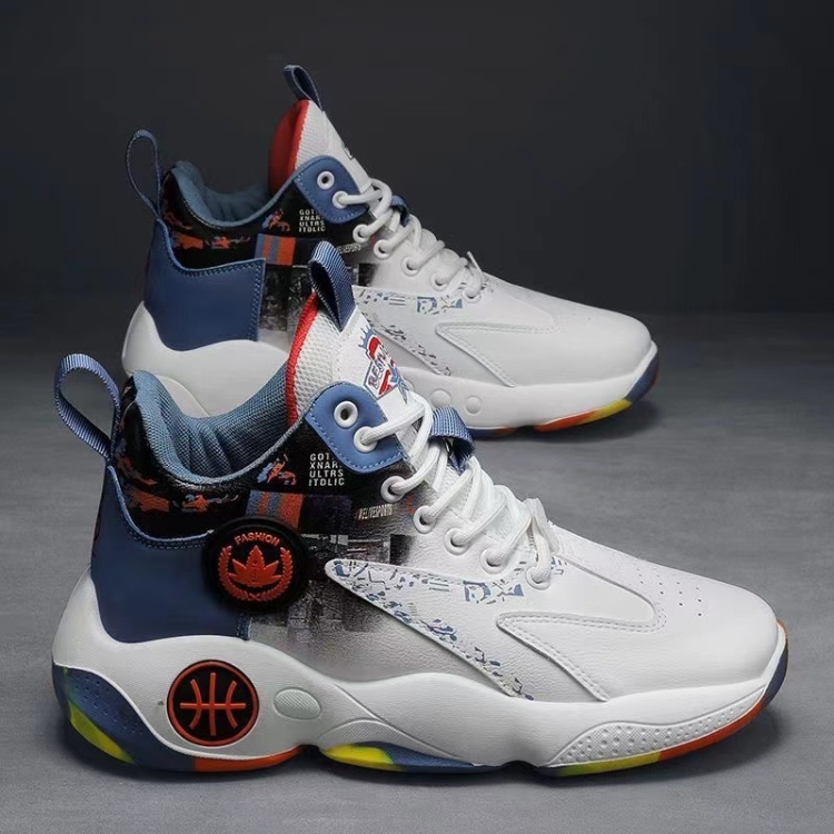 Men Outdoor Basketball Shoes Thick Bottom Non-Slip Teenage Sneakers Soft Bottom Running Shoes, Size: 39(Black Blue)