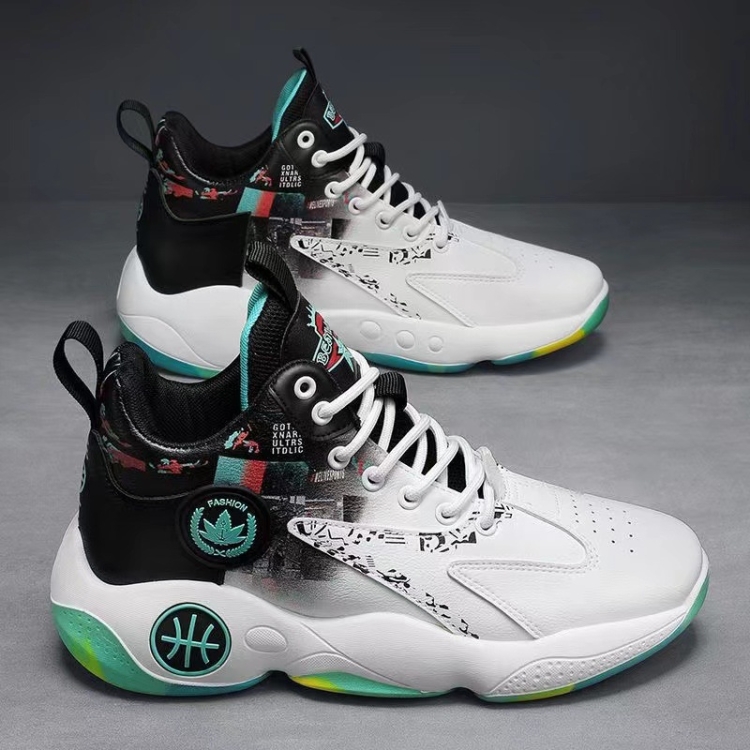 Men Outdoor Basketball Shoes Thick Bottom Non-Slip Teenage Sneakers Soft Bottom Running Shoes, Size: 40(Black Green)