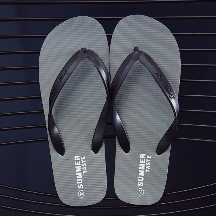 Men Slippers Student Flat Casual Non-Slip Flip Flops, Size: L 44-45(Sunshine-Gray)