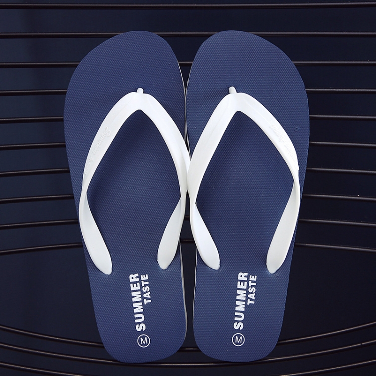 Men Slippers Student Flat Casual Non-Slip Flip Flops, Size: M 42-43(Sunshine-Navy Blue)