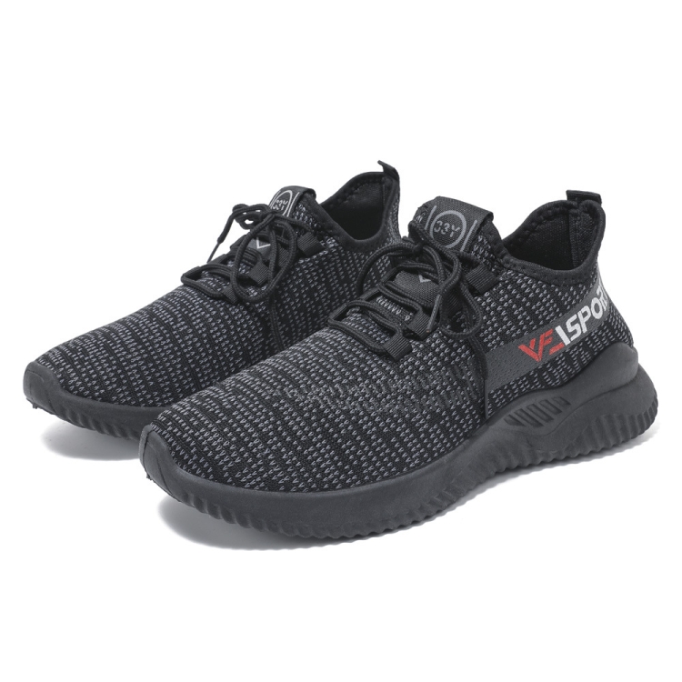 Men Sneakers Spring Low Top Casual Shoes Lace Up Running Shoes, Size: 43(Black)
