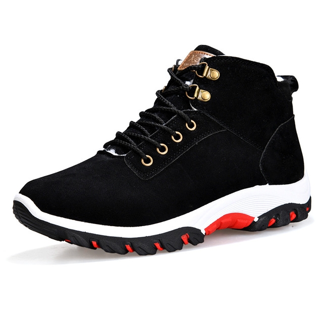 Men Snow Boots Warm Fur Winter Boots Men Winter Boots, Shoe Size:43(Black)
