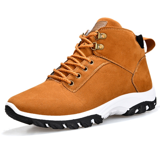 Men Snow Boots Warm Fur Winter Boots Men Winter Boots, Shoe Size:44(Yellow)