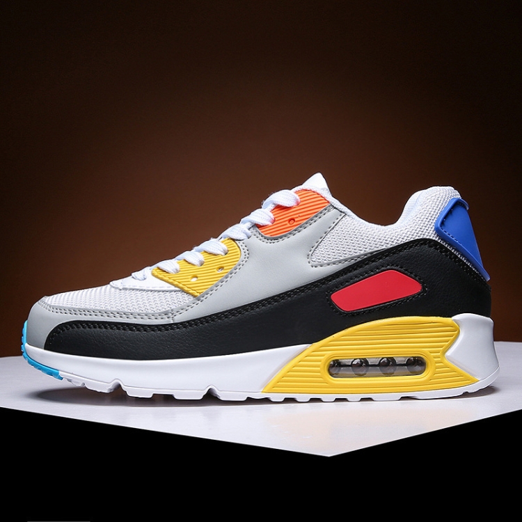 Men Sports Shoes Spring Couple Air Cushion Sneakers Casual Shoes, Size: 37(White Gray Yellow)