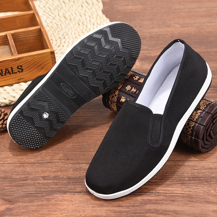 Men Spring and Summer Breathable Slip-on Canvas Breathable Non-slip Work Shoes, Size: 36(Black -bottom)