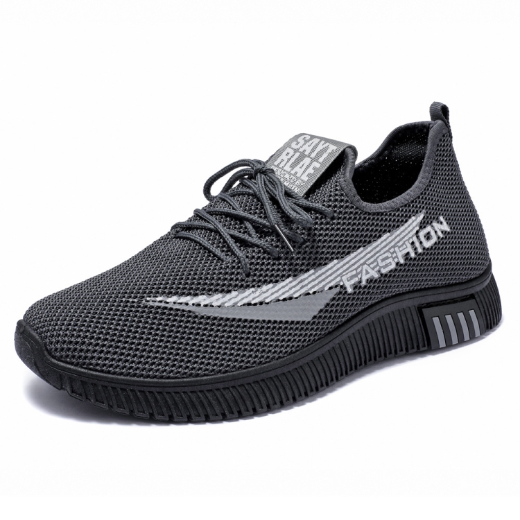 Men Spring Walking Shoes Casual Sports Breathable Flying Knit Shoes, Size: 43(Gray)