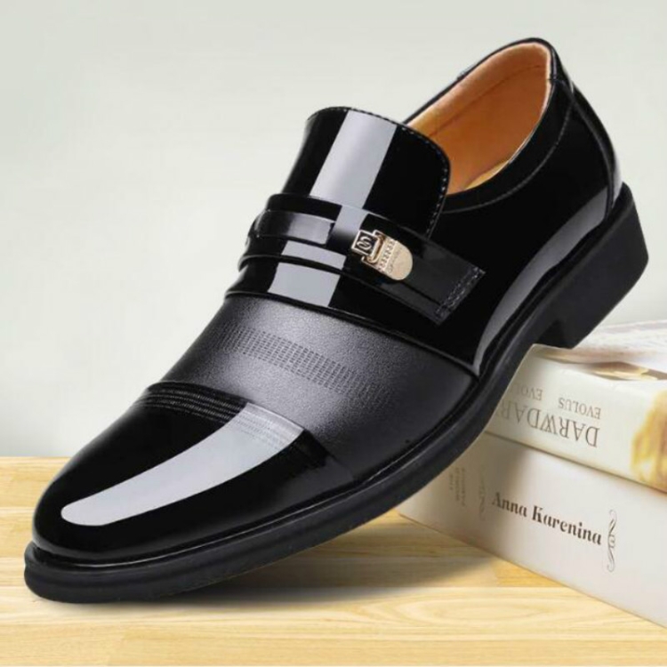 Men Summer Hole Shoe Slip-on Dress Business Shoes, Size:46(Black)