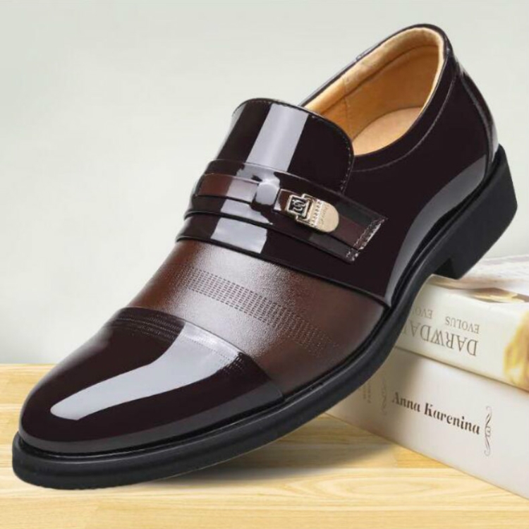 Men Summer Hole Shoe Slip-on Dress Business Shoes, Size:48(Brown)
