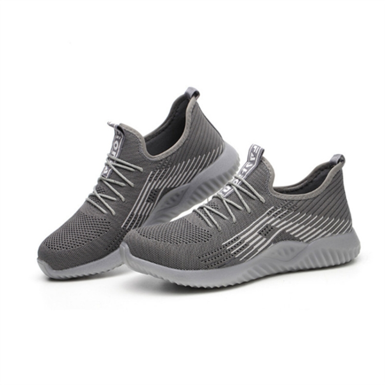 Men Tamper-proof Puncture Labor Insurance Work Shoes, Size:37(Grey)