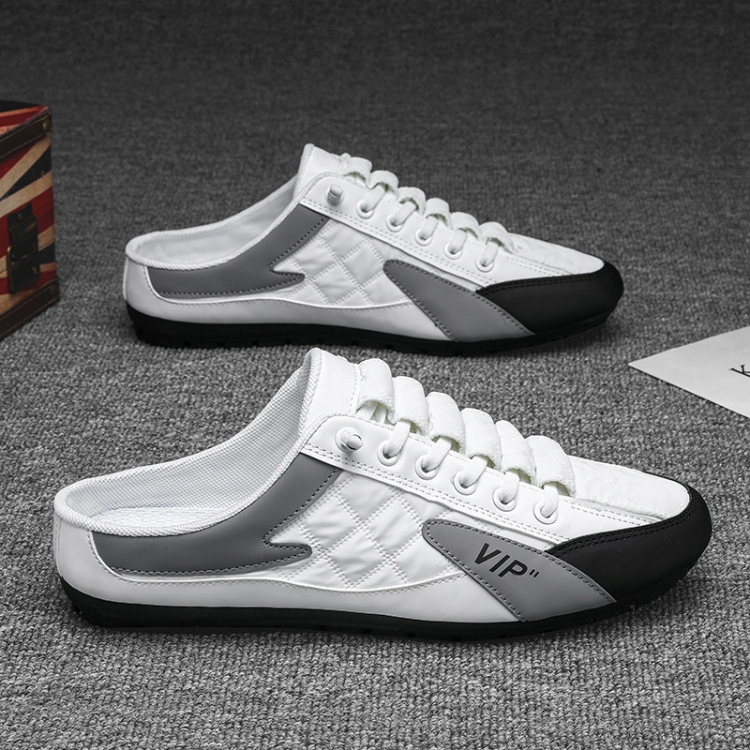 Men Wrap Toe Slippers Outer Wear Anti-Odor Driving No Heel Casual Shoes, Size: 41(White)