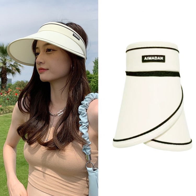 MENGLANDI Summer Outdoor Riding Anti-ultraviolet Sunshade Empty Top Hat, Size: Adjustable(D-206 Beige Rollable)