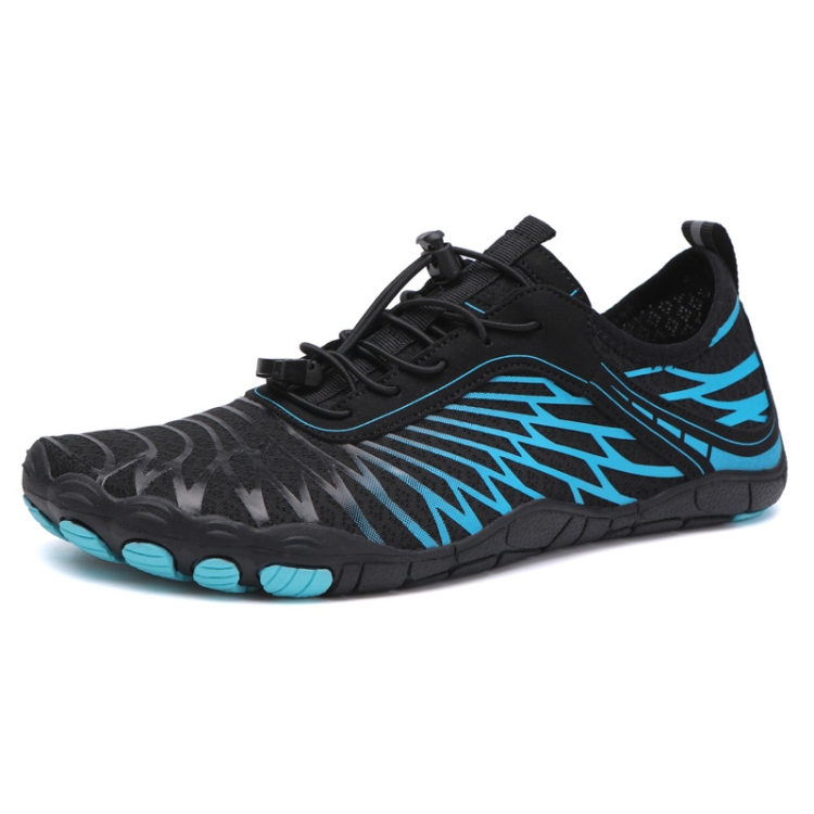 Mens Boys Water Shoes Quick Dry Aqua Socks Barefoot Beach Shoes Comfort Swim Sneakers, Size: 40(Black Blue)