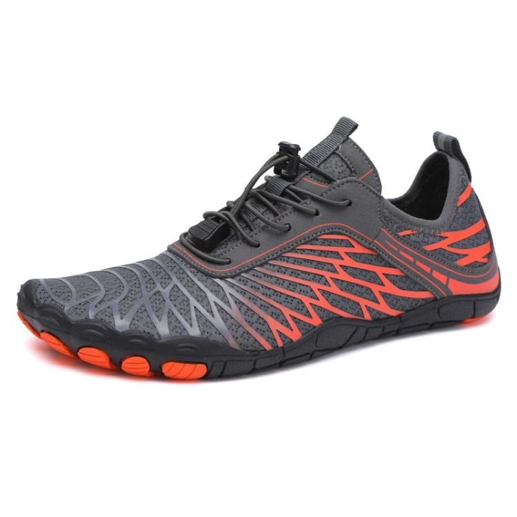 Mens Boys Water Shoes Quick Dry Aqua Socks Barefoot Beach Shoes Comfort Swim Sneakers, Size: 45(Gray Orange)