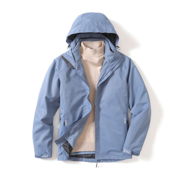 Mens Detachable Two Piece Warm, Waterproof And Breathable Couples Stormsuit (Color:Fog Blue Size:XXL)