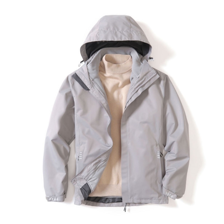 Mens Detachable Two Piece Warm, Waterproof And Breathable Couples Stormsuit (Color:Gentleman Grey Size:XXL)