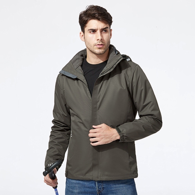 Mens Detachable Two Piece Warm, Waterproof And Breathable Couples Stormsuit (Color:Space Grey Size:M)