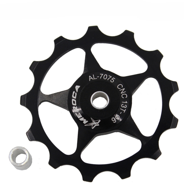 MEROCA Metal Bearings Mountain Bike Road Bike Rear Derailleur Guide Wheel 11T/13T Guide Wheel, Specification:13T, Color:Black