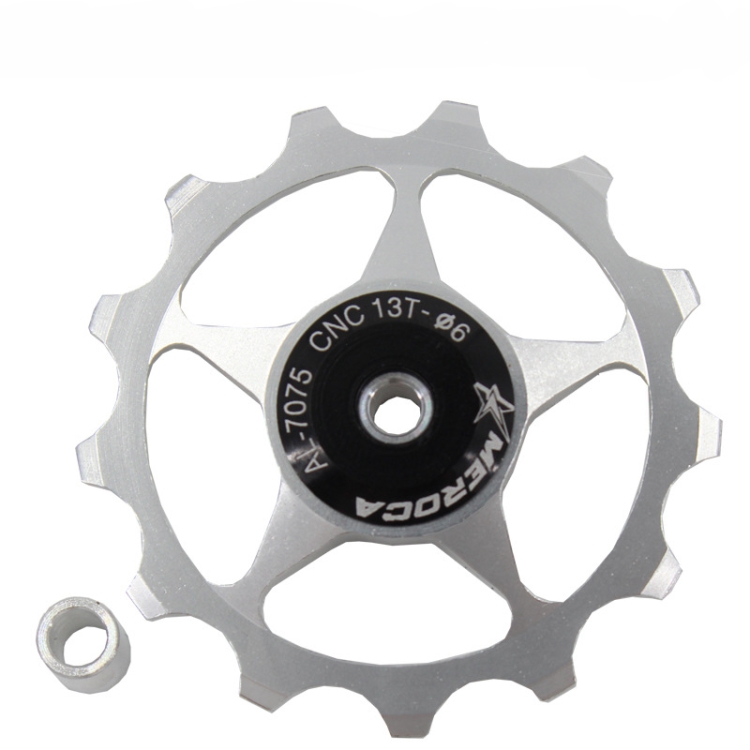 MEROCA Metal Bearings Mountain Bike Road Bike Rear Derailleur Guide Wheel 11T/13T Guide Wheel, Specification:13T, Color:Silver