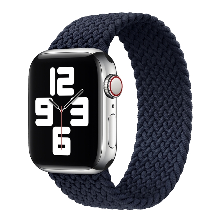 Metal Head Braided Nylon Solid Color Watch Band For Apple Watch Series 9&8&7 41mm / SE 3&SE 2&6&SE&5&4 40mm / 3&2&1 38mm, Size:M 145mm(Charcoal)