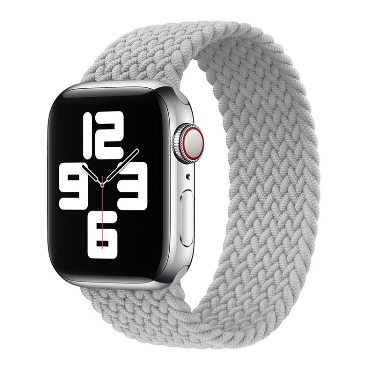 Metal Head Braided Nylon Solid Color Watch Band For Apple Watch Series 9&8&7 41mm / SE 3&SE 2&6&SE&5&4 40mm / 3&2&1 38mm, Size:M 145mm(Pearl White)
