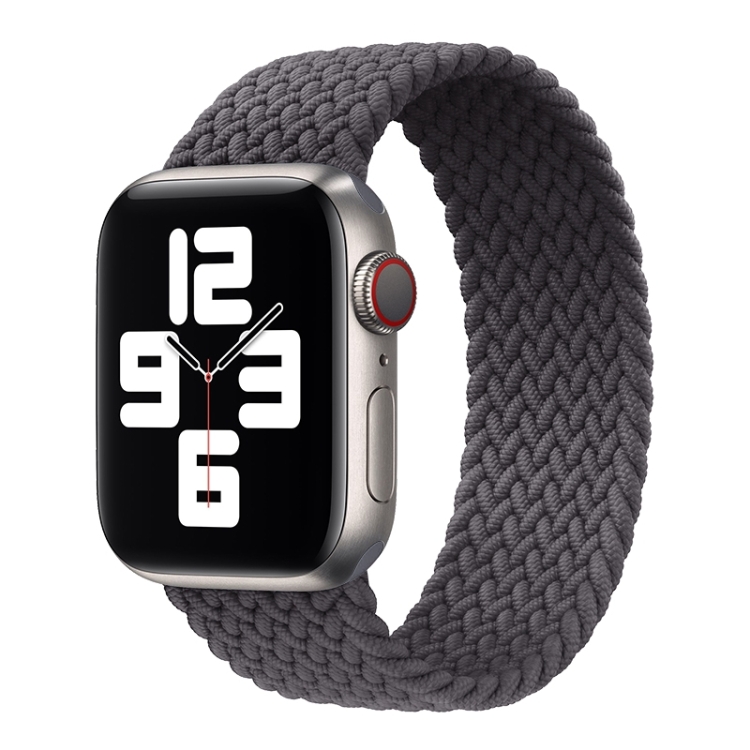 Metal Head Braided Nylon Solid Color Watch Band For Apple Watch Ultra 49mm&Watch Ultra 2 49mm / Series 9&8&7 45mm / SE 3&SE 2&6&SE&5&4 44mm / 3&2&1 42mm, Size:M 155mm(Grey)