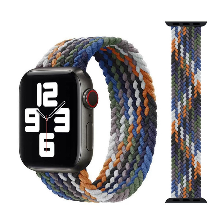 Metal Head Braided Nylon Watch Band, Size: M 155mm For Apple Watch Ultra 49mm&Watch Ultra 2 49mm / Series 9&8&7 45mm / SE 3&SE 2&6&SE&5&4 44mm / 3&2&1 42mm(Cowboy Colorful)