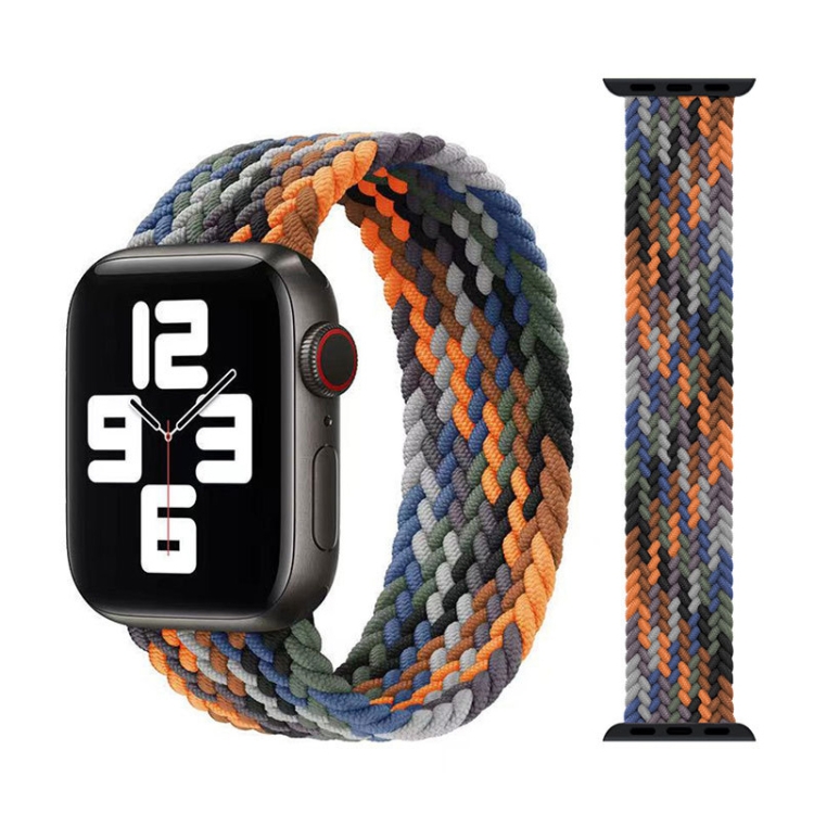 Metal Head Braided Nylon Watch Band, Size: S 145mm For Apple Watch Series 7 45mm / 6 & SE & 5 & 4 44mm / 3 & 2 & 1 42mm(Camouflage Colorful)